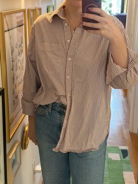 GAP Pink Striped Cotton Big Shirt
